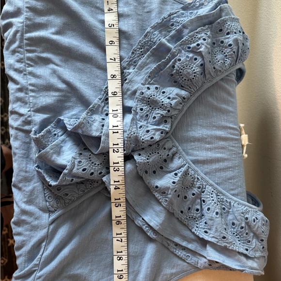 🦋 SOLD Porridge Light Blue Ruffled Peplum Top NWT🦋 - Picture 3 of 4